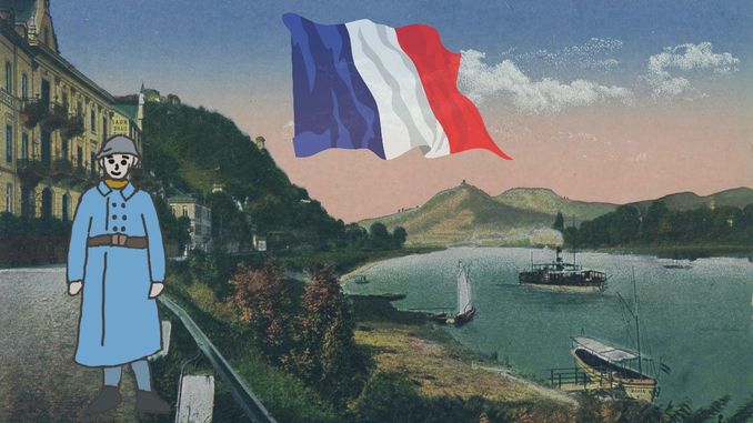Siebengebirge von Rolandseck, französische Besatzung 1923